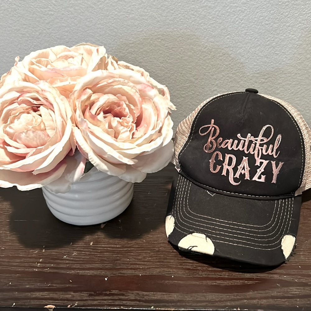 Hat tan back black front snap back